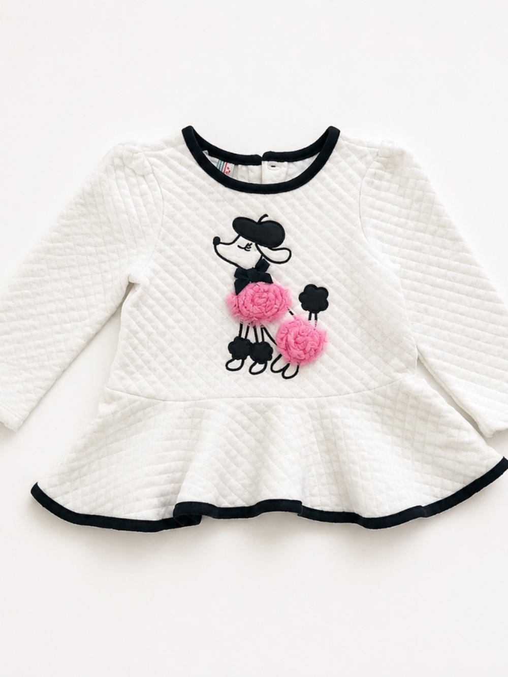 Kids Headquarters Paris Poodle Quilted Peplum Top 18M